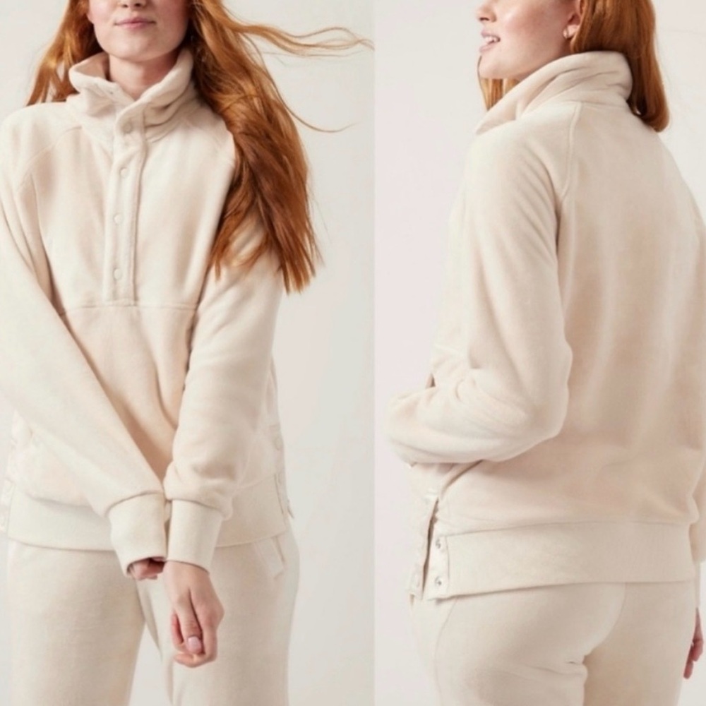 Athleta Recovered Cozy Snap Front Sweatshirt Womens Small